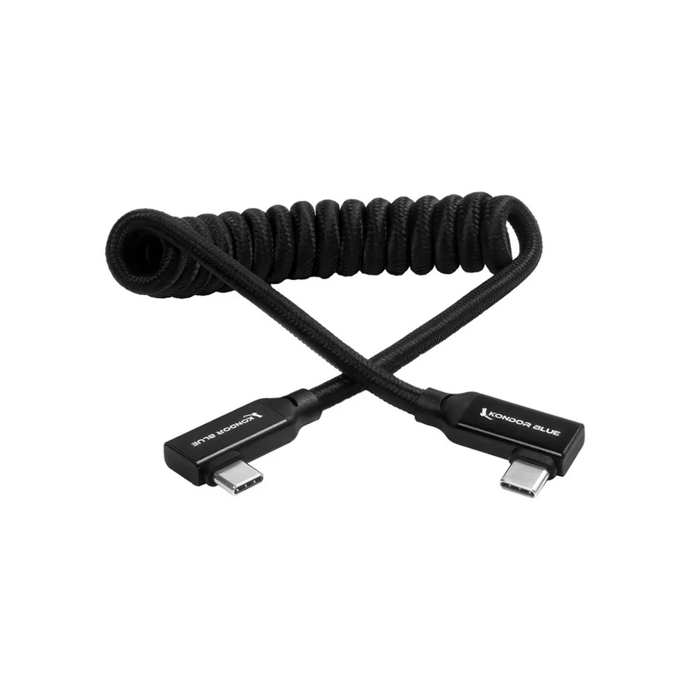 Kondor Blue - USB C 3.1 Cable for 8K Data and Power Delivery (Raven Black)(Coiled)(12"-24")