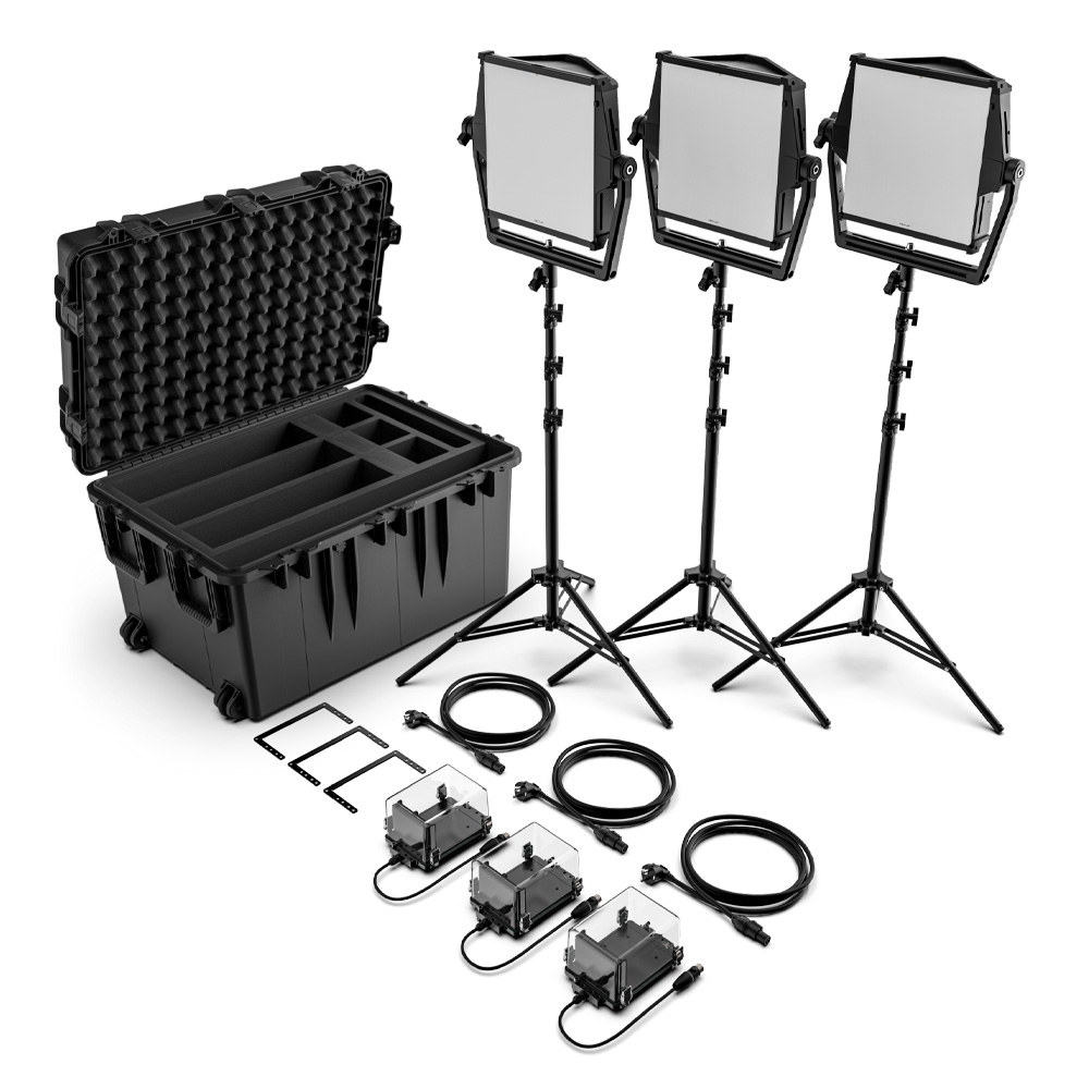 Litepanels - Astra IP 1x1 Traveler Trio Dual BP-U Kit w/ IP rated battery bracket