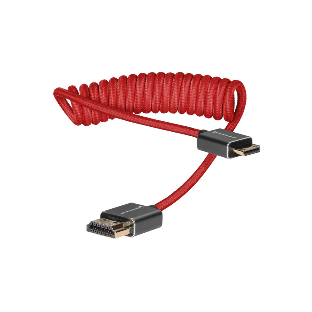 Kondor Blue - Coiled Mini HDMI to Full HDMI (12-24") - Cardinal Red