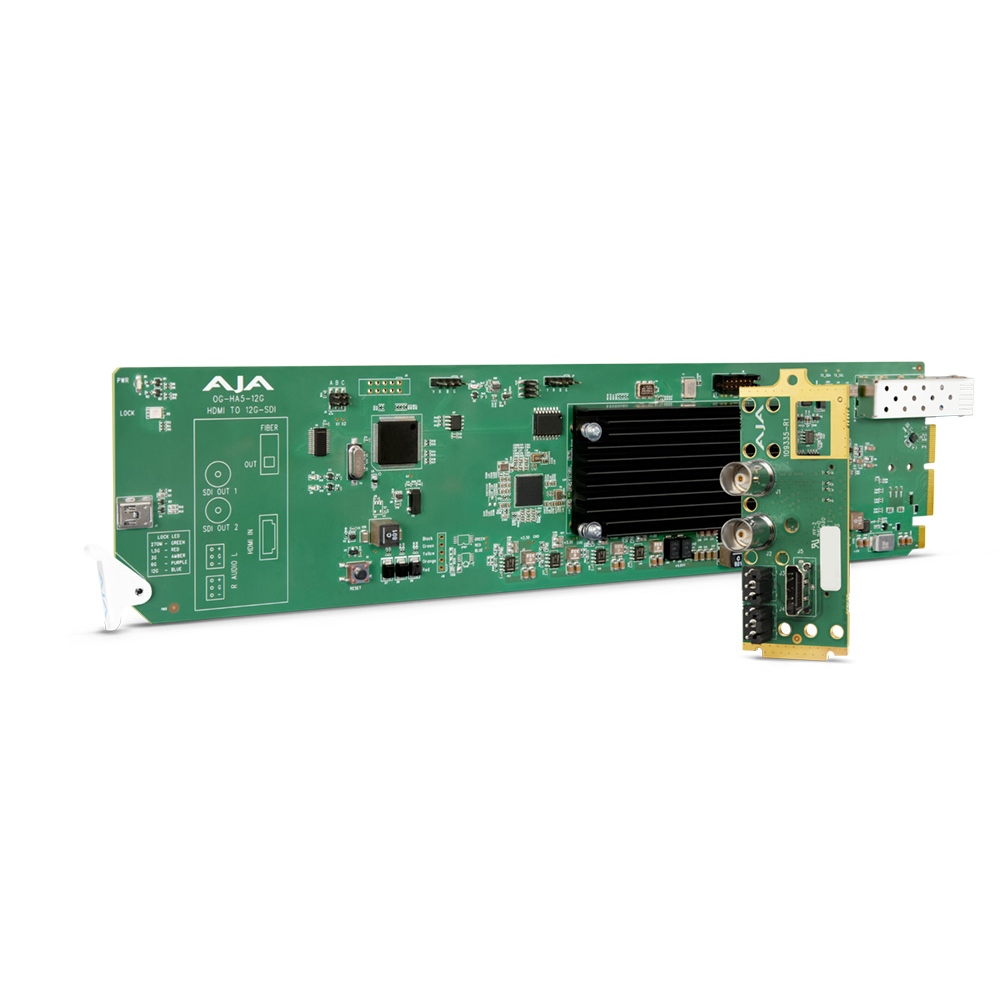 AJA - OpenGear HDMI 2.0 zu 12G-SDI Converter mit ST Glasfaserempfänger