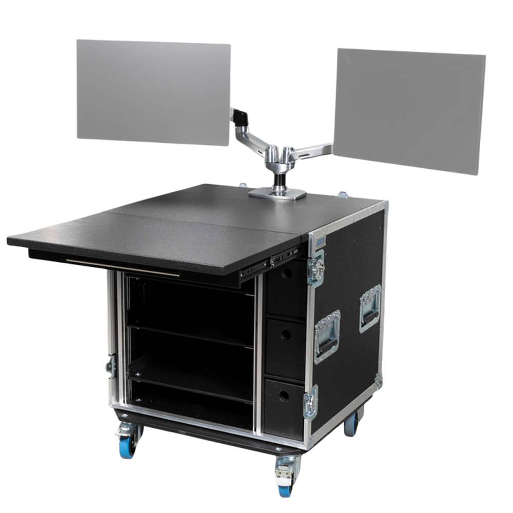 Casetec - Streaming Case x 19" Einheit mit Doppelmonitorhalter