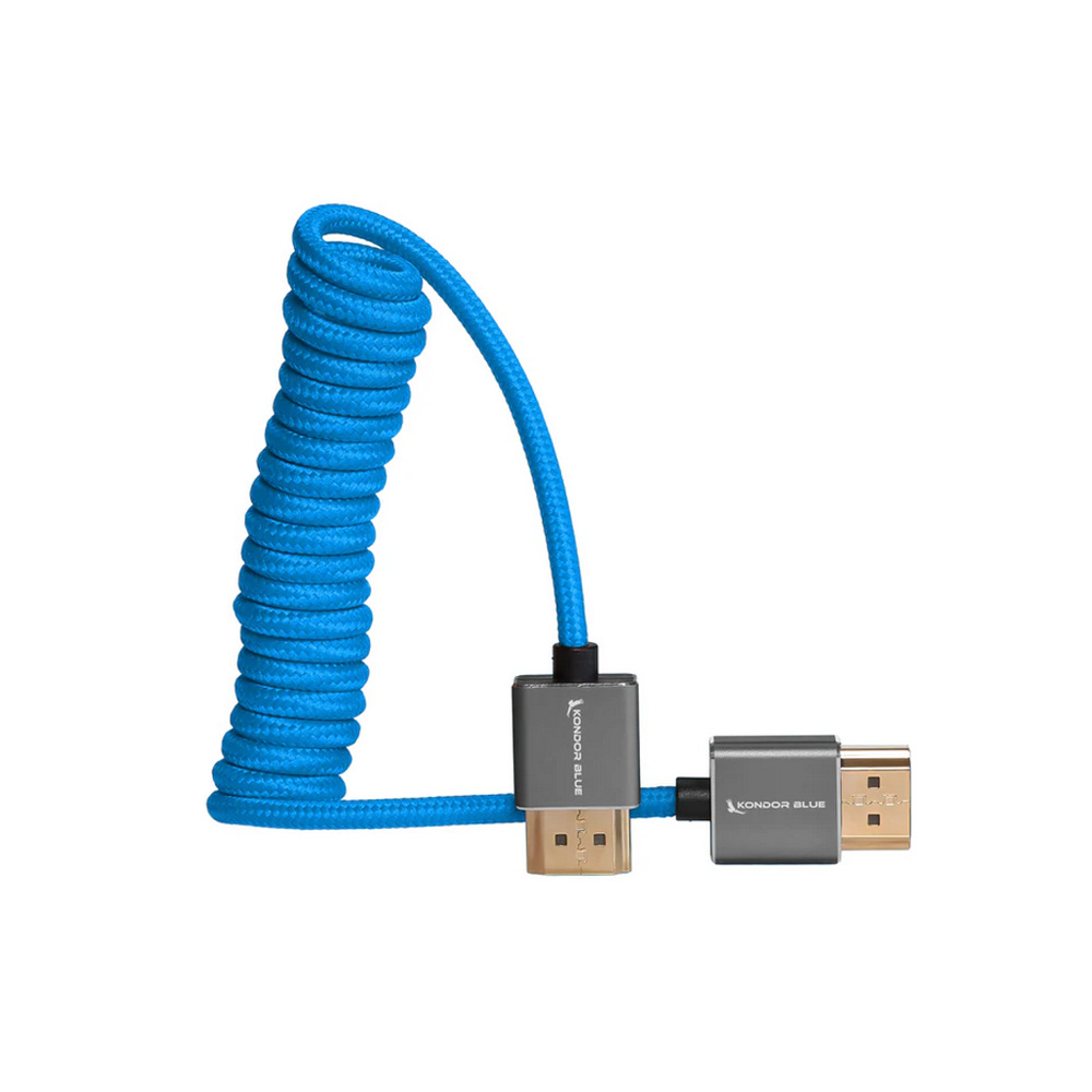 Kondor Blue - Coiled Full HDMI Cable (12-24") - Kondor Blue