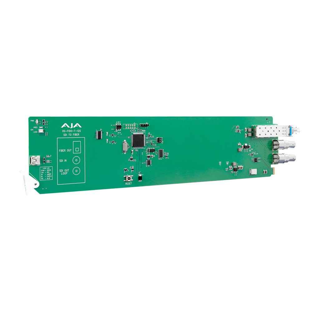 AJA - OpenGear 1-Kanal 12G-SDI zu Single-Mode LC Optical Fiber Transmitter mit DashBoard support