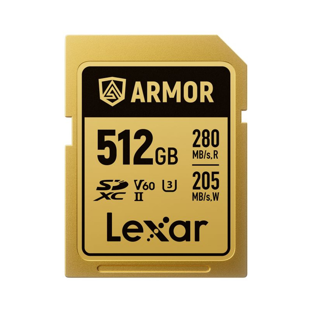 LSDAMGL512G-RNNNG-1 Lexar - SDXC Pro Gold Series ARMOR UHS-II 512GB V60 IP68 Stainless Steel R280/W210MB/s