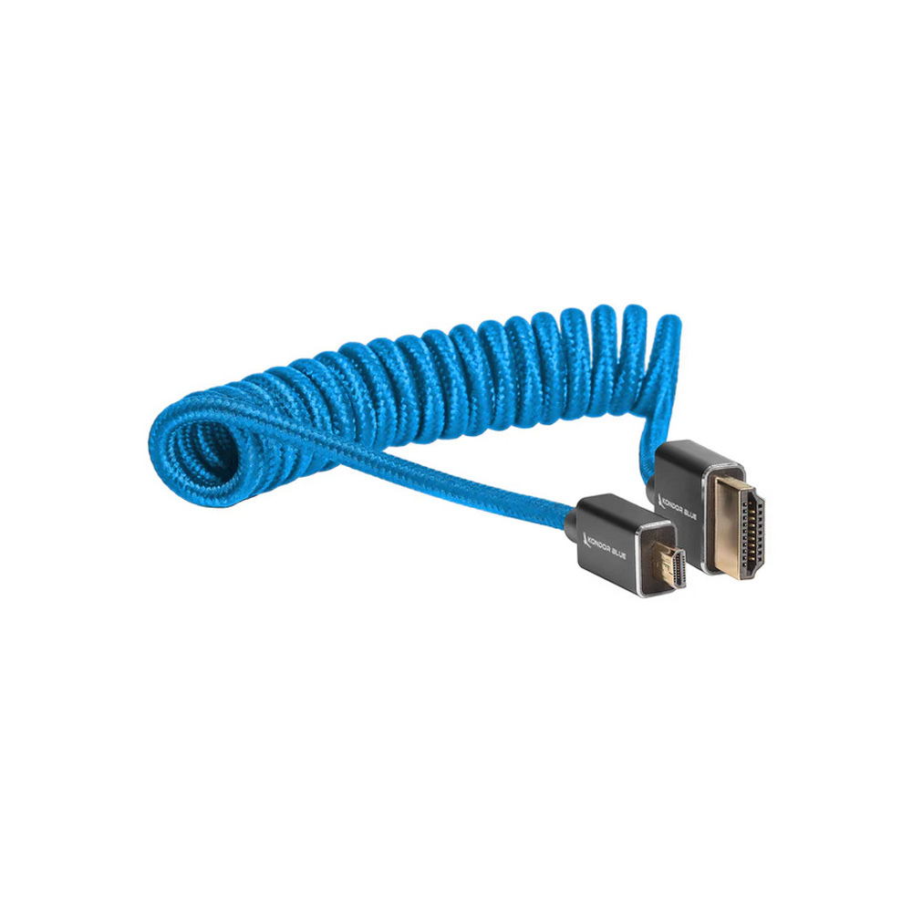 Kondor Blue - Coiled Micro HDMI to Full HDMI (12-24") (Kondor Blue)