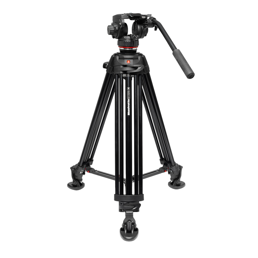 Manfrotto - 502X Fluid-Videokopf mit Alu Twin-Leg-Stativ & Mittelspinne