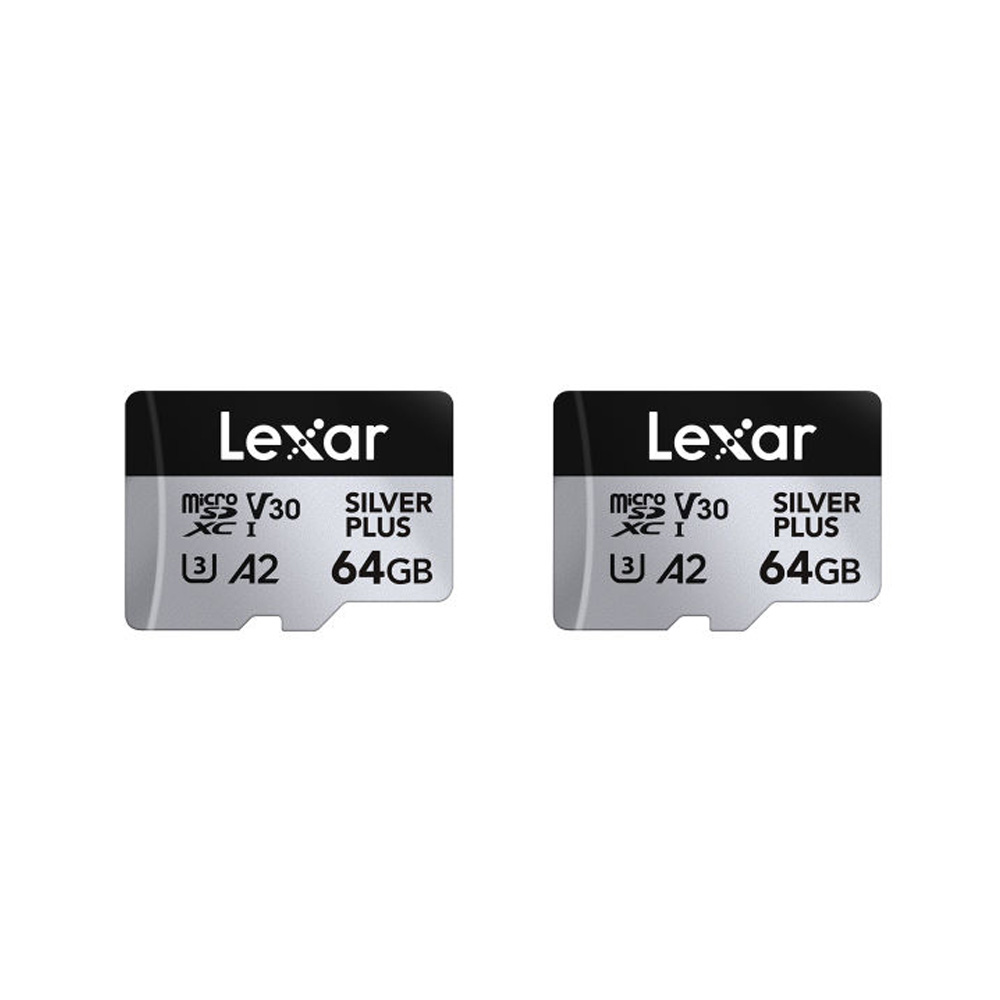 Lexar - microSDXC Silver Plus UHS-1 64GB V30 R205/W100MB/s - 2 Pack