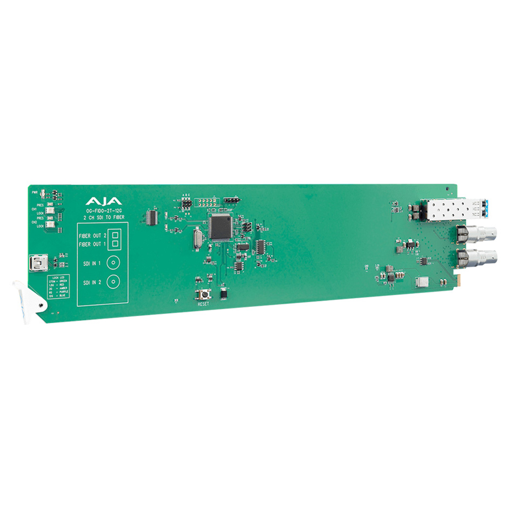 og_fido2t12g_01 AJA - OpenGear 2-Kanal 12G-SDI zu Single-Mode LC Optical Fiber Transmitter mit DashBoard support