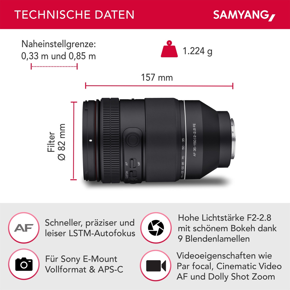 Samyang - 35-150mm  / F2.0 - 2.8 E Mount