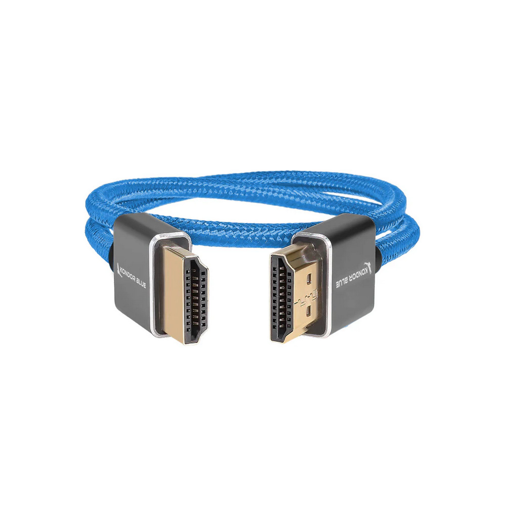 Kondor Blue - HDMI to HDMI 16" Thin Braided Cable for on Camera Monitors (Kondor Blue)