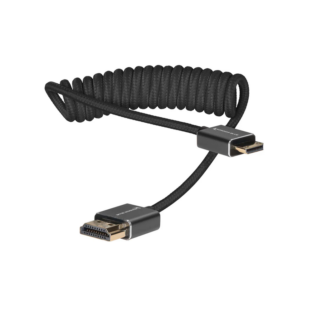 Kondor Blue - Coiled Mini HDMI to Full HDMI (12-24") - Raven Black