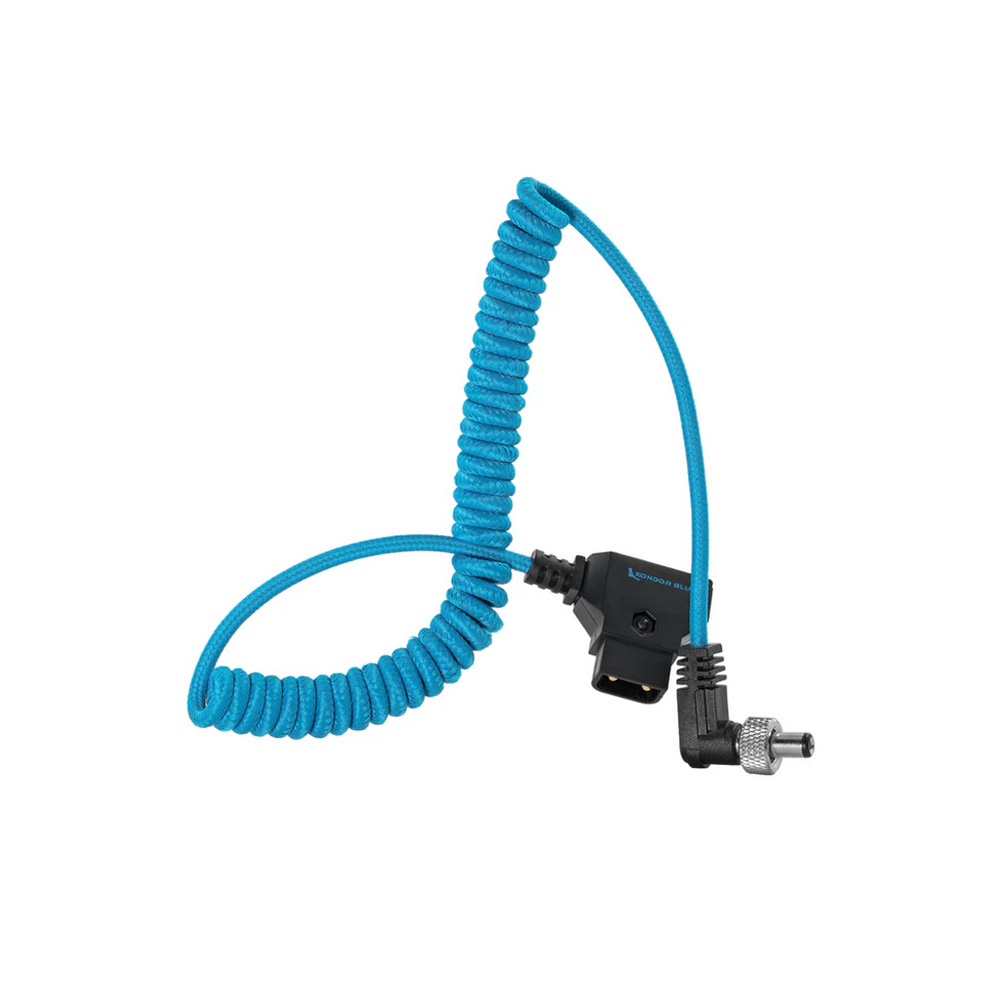 Kondor Blue - Coiled D-Tap to Locking DC 2.5mm Right Angle Cable (Amaran)(Kondor Blue)