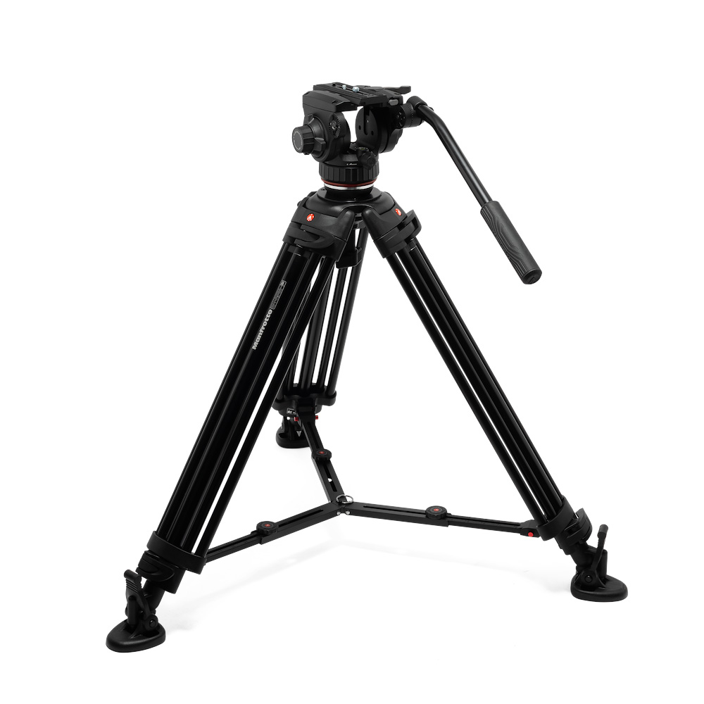 Manfrotto - 502X Fluid-Videokopf mit Alu Twin-Leg-Stativ & Mittelspinne