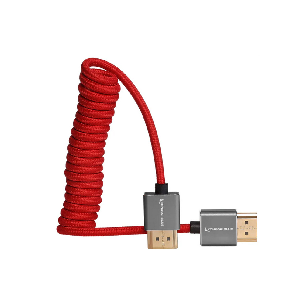 Kondor Blue - Coiled Full HDMI Cable (12-24") - Cardinal Red