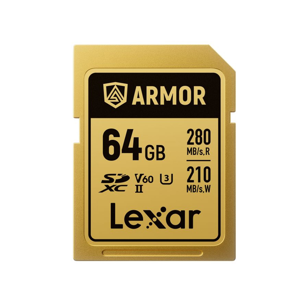 LSDAMGL064G-RNNNG-1 Lexar - SDXC Pro Gold Series ARMOR UHS-II 64GB V60 IP68 Stainless Steel R280/W210MB/s